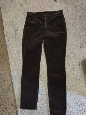 Cabi Button Fly Skinny Cords Dark Brown